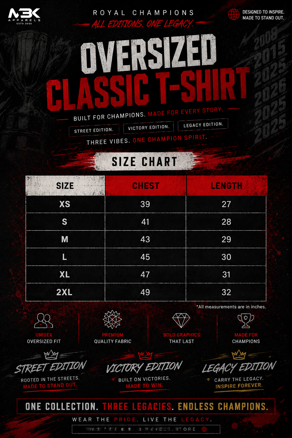 Royal Champions - Victory Edition | Premium Unisex Oversized Classic T-Shirt
